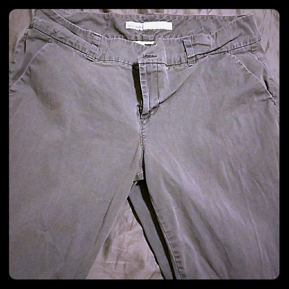 Grey mid-rise khakis